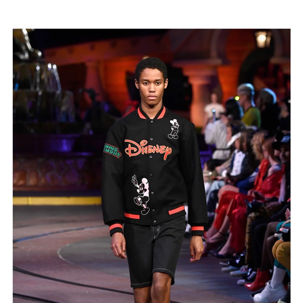Opening Ceremony Black Bomber Jacket with Varsity Style